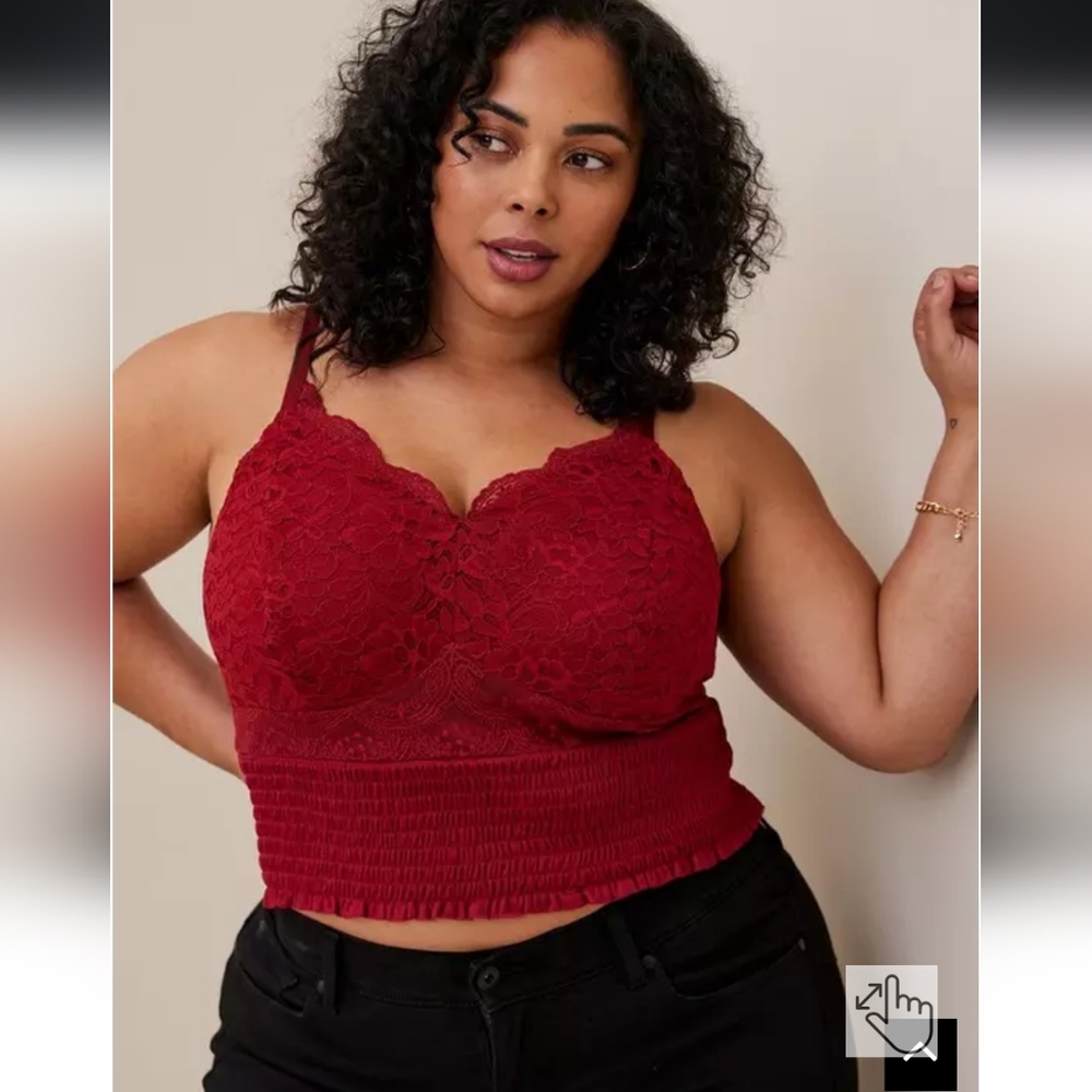 NWT Torrid 3x pink lace smocked crop top